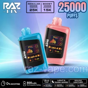 RAZ Zero Nicotine vape LTX 25000 (DC25000) Disposable Vape - 0% Nicotine Free - 2,5000 Puffs Raz Vape Flavors