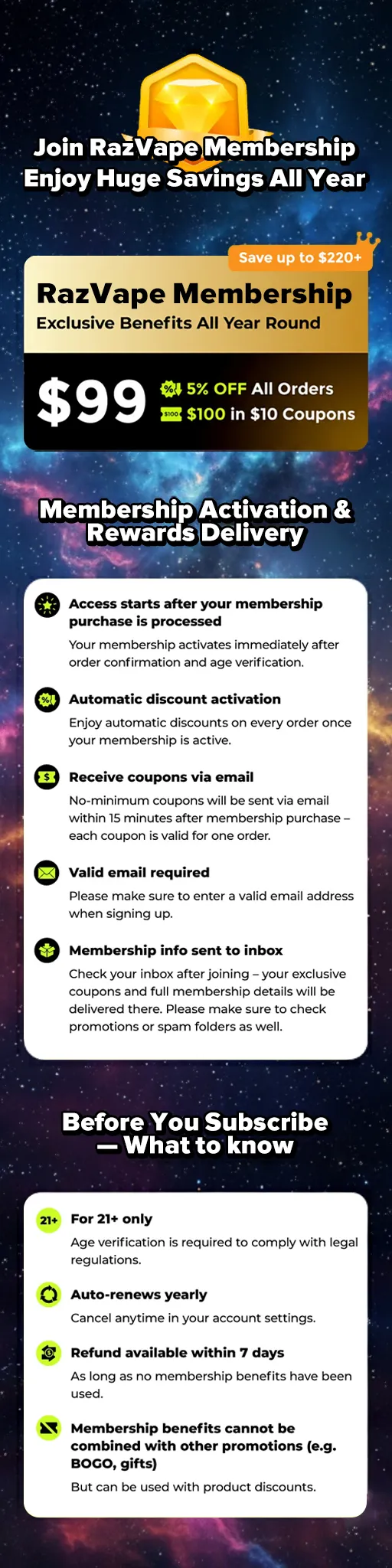 Join RAZ Vape Membership 4 RAZ vape rule